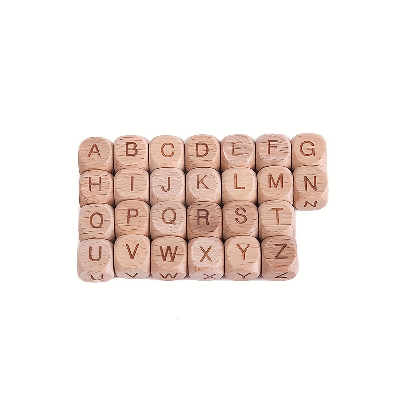 20Pcs 10/12/14mm Mixed Wooden Alphabet Letter Beads Square Cube Natural  Wood Spacer Beads For Jewelry Making DIY Bracelet