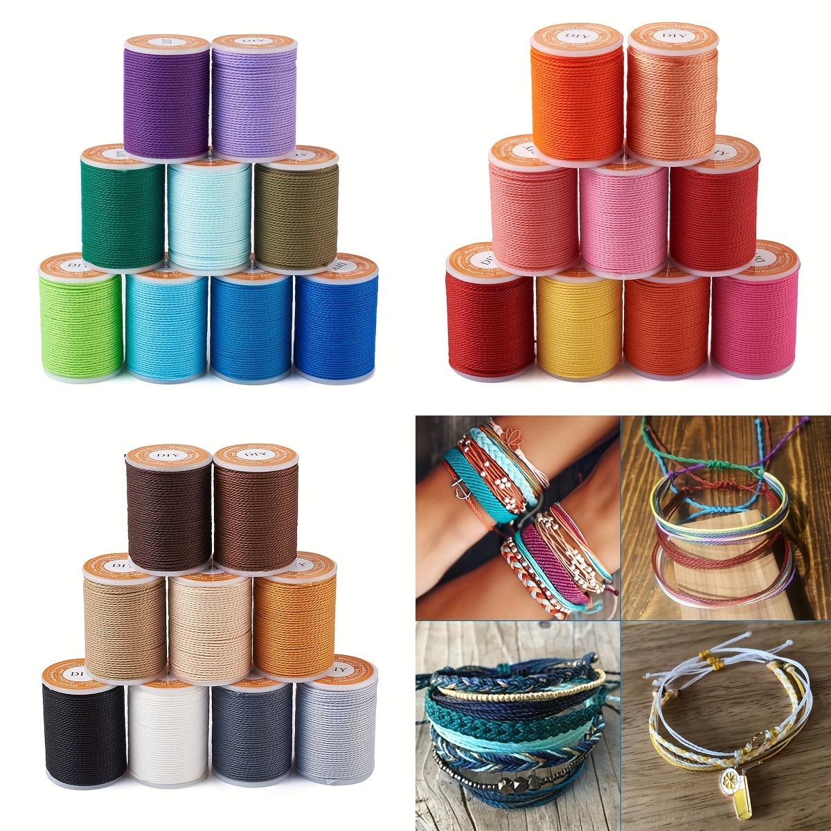 35 Colors 1mm Waxed Polyester Cord Bracelet Cord Wax Coated String for  Bracelets Waxed Thread for Jewelry Making Waxed String for Bracelet  Making10m for Each Color