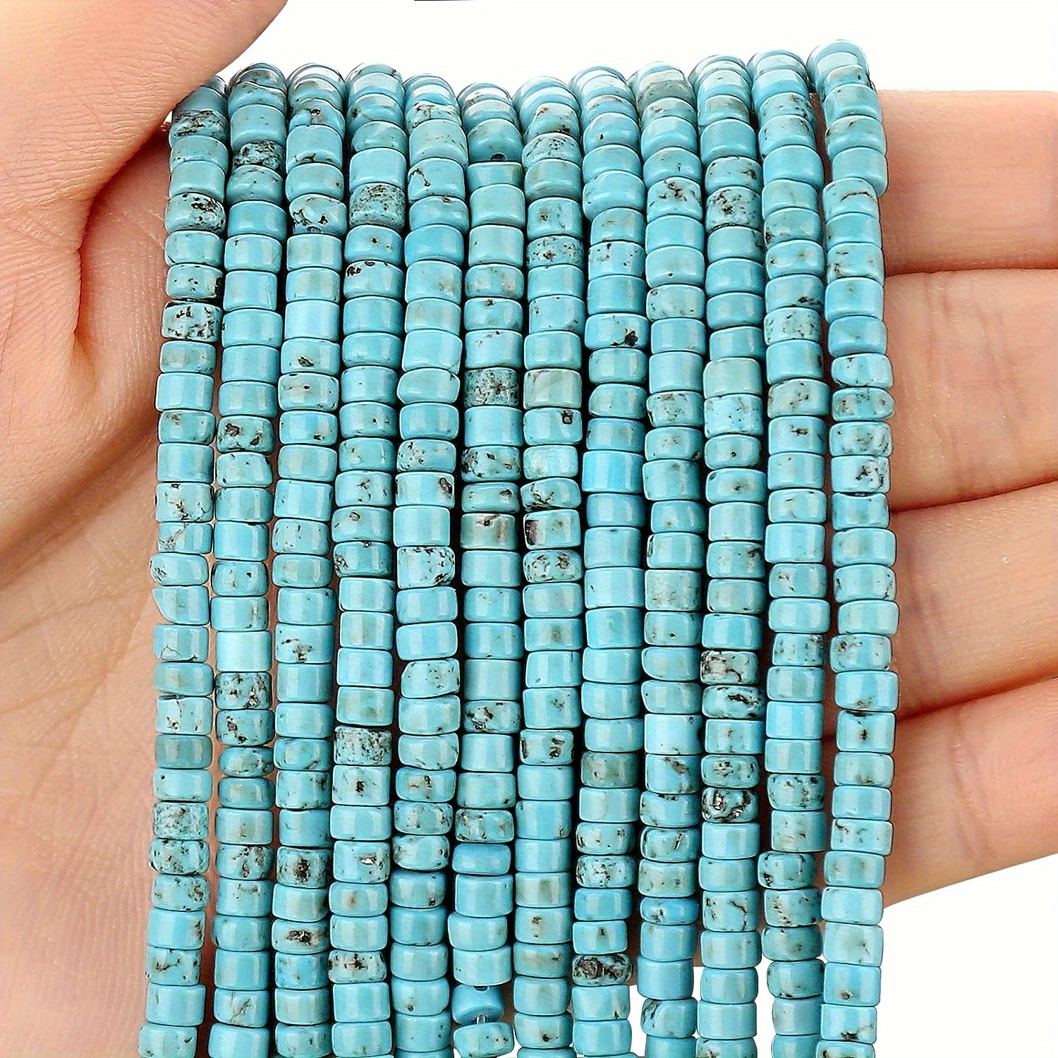 About 3200pcs 10 Strands Blue Heishi Beads Flat Round Loose Blue