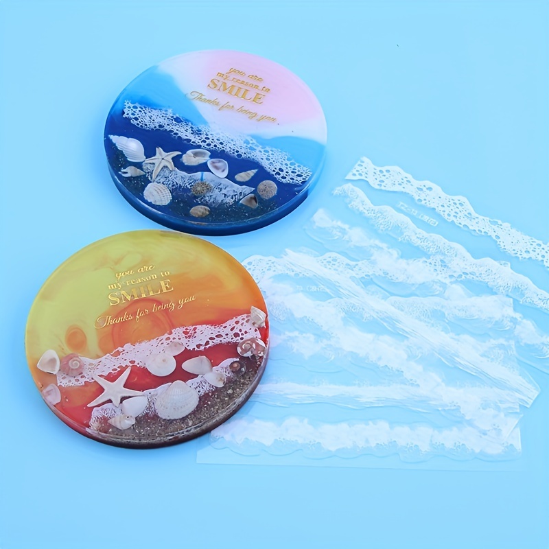 Resin Stickers for Art Crafts,Blue Transparent Stickers-Resin Decoration  Accessories for Scrapbook Silicone Resin Molds
