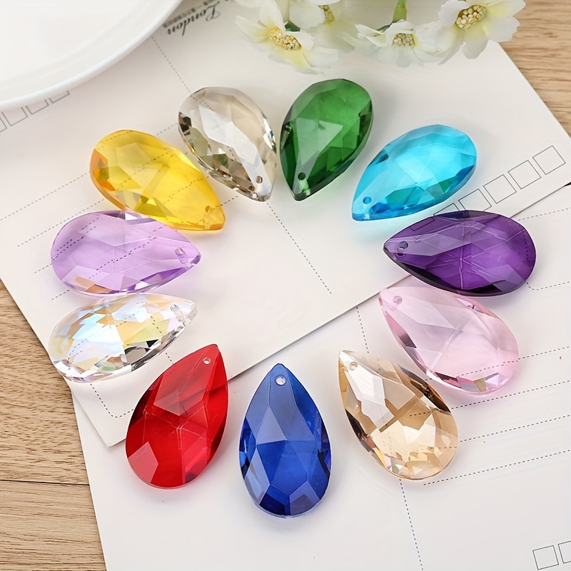  100 cristales de cristal de gota de agua de 0.236 x 0.315 in  para hacer joyas, pegamento en diamantes de imitación para manualidades,  pegamento en diamantes de imitación para ropa, joyas