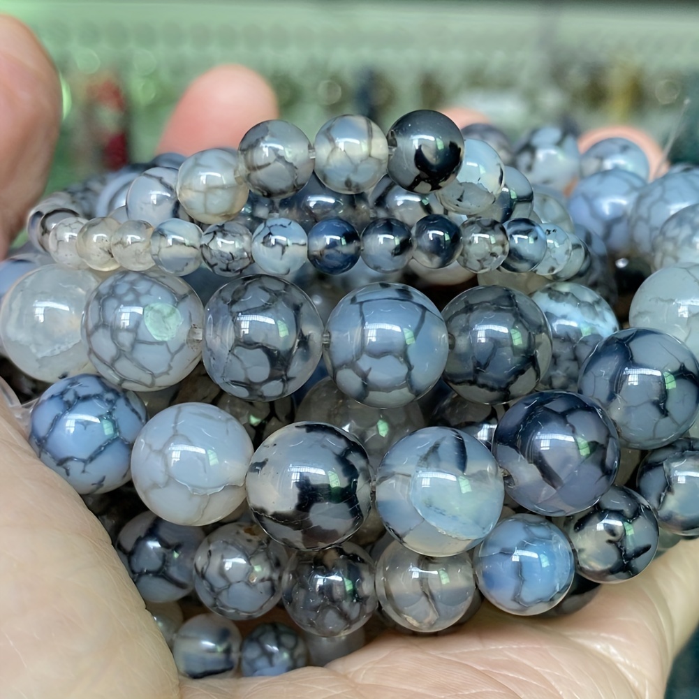 Natural Blue Stripe Agate Beads For Jewelry Making Round Loose Beads For  Jewelry Making DIY Bracelet Necklace