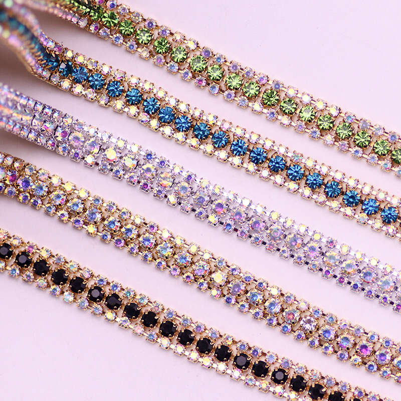 SS6 A grade colorful crystal glass 2mm rhinestones white plastic cup  garment shoes hat wedding decorations banding chain 2yards - AliExpress