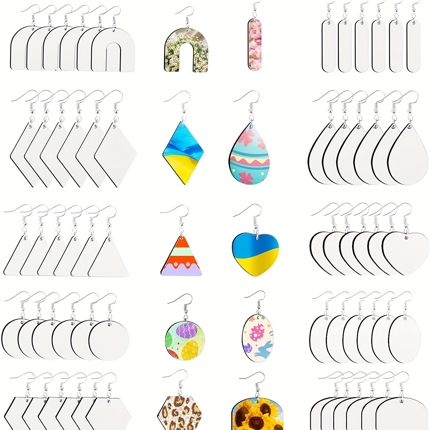 40pcs Blank Earrings Pendant Set, Sublimation Blanks Earrings KC Silvery  Golden Earring Hooks And Jump Rings Unfinished Teardrop Heat Transfer  Earring