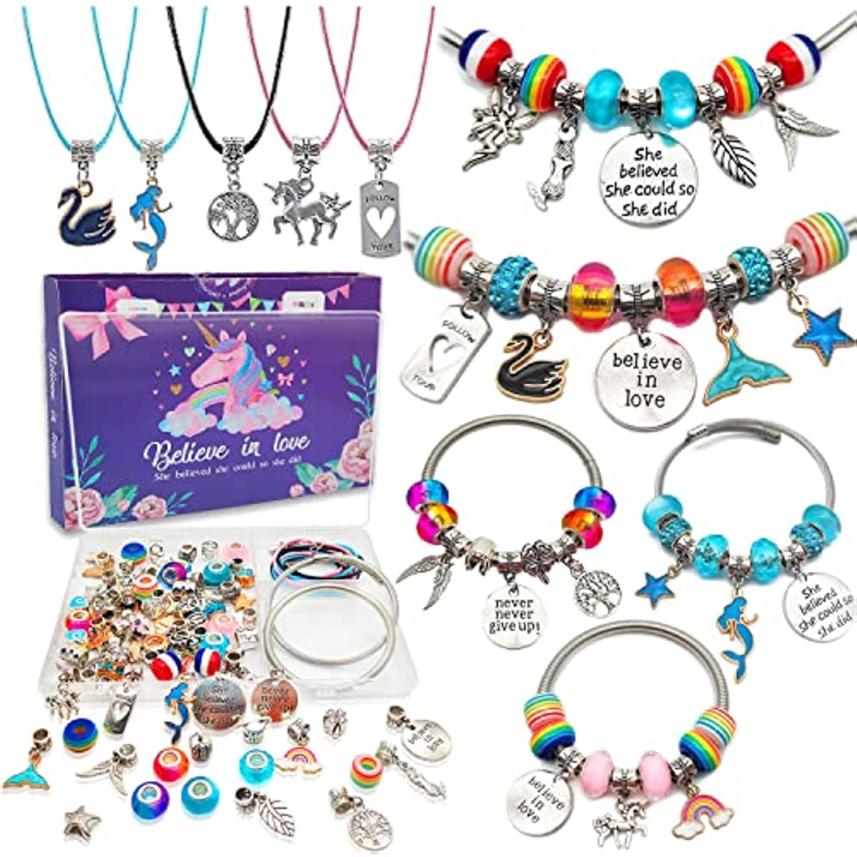 Friendship Bracelet Kit, Charming Bracelet Making Kits Beads DIY Craft  KitArts Crafts for Girls Aged 3-12