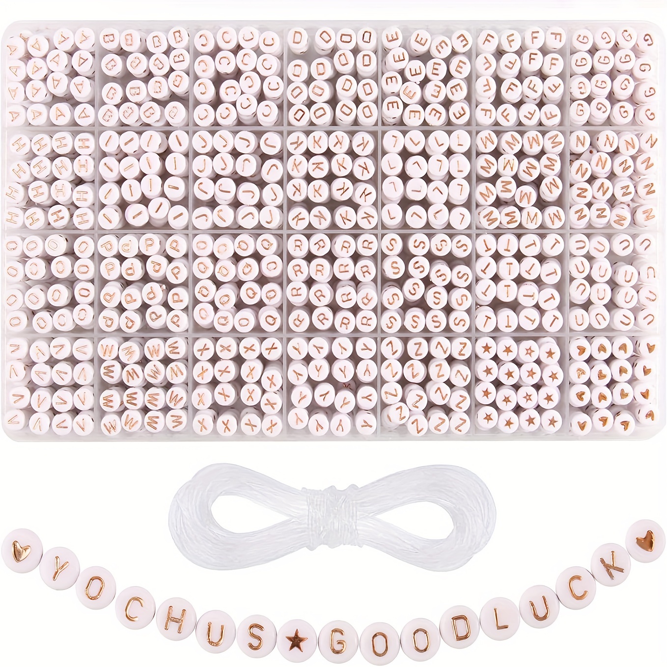 Plastic White Alphabet Beads, Mixed, (Horizontal) 7mm Cube, 500 beads - Bead  Bee