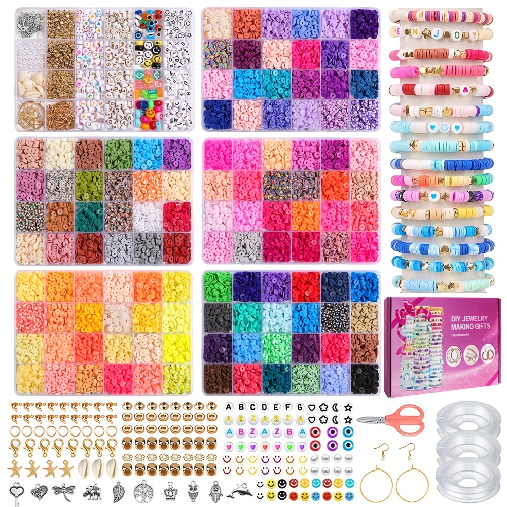1140 Pcs Polymer Clay Bead Kit, Flower Smiley Face Beads Mixed Fruit Spacer  Beads,Charms For Bracelet Jewelry Making