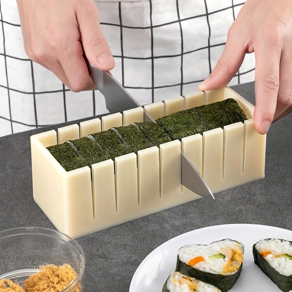 Sushi Making Kit for Beginners, Plastic Premium Tool Set, Sushi Rice Roll,  Mold Shapes,DIY Sushi Tool for Beginners, 10 Pcs
