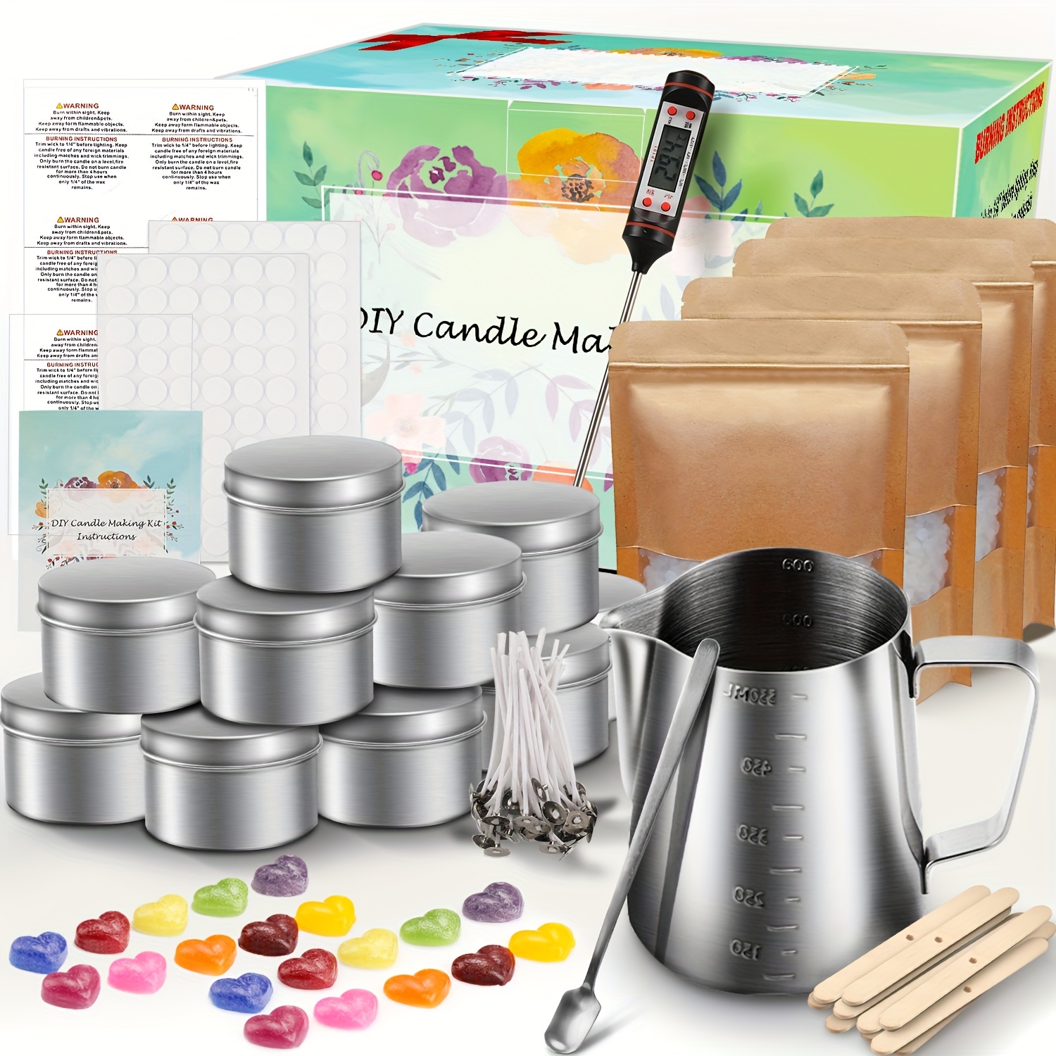 Candle Making Supplies Kits with Electric Melter for Adults, Beginners and  Kids, DIY Gift Set, Candles Making