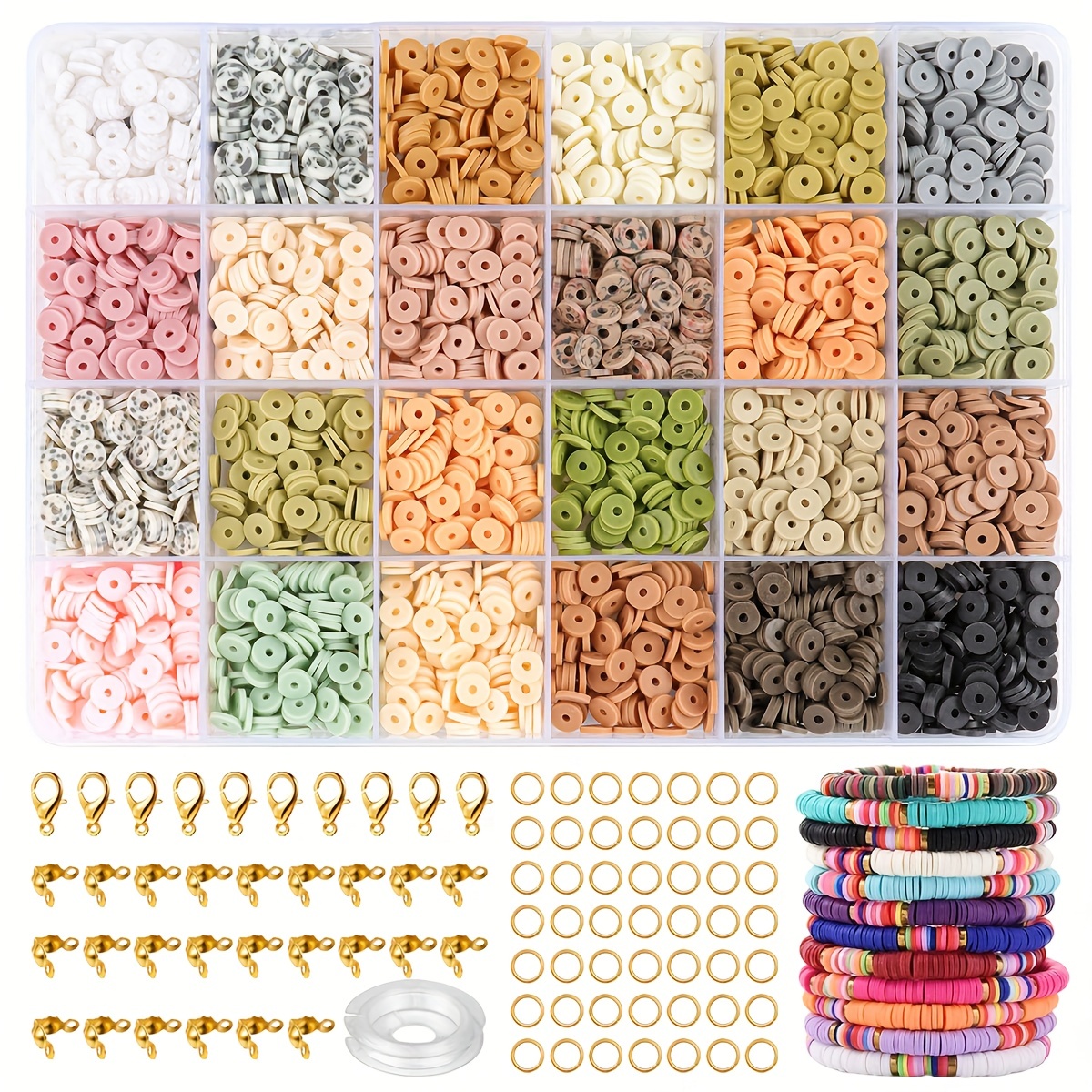 4200pcs Clay Beads Bracelet Making Kit Flat Round Polymer Heishi Beads  Preppy Spacer Letter Beads With Pendant Charms