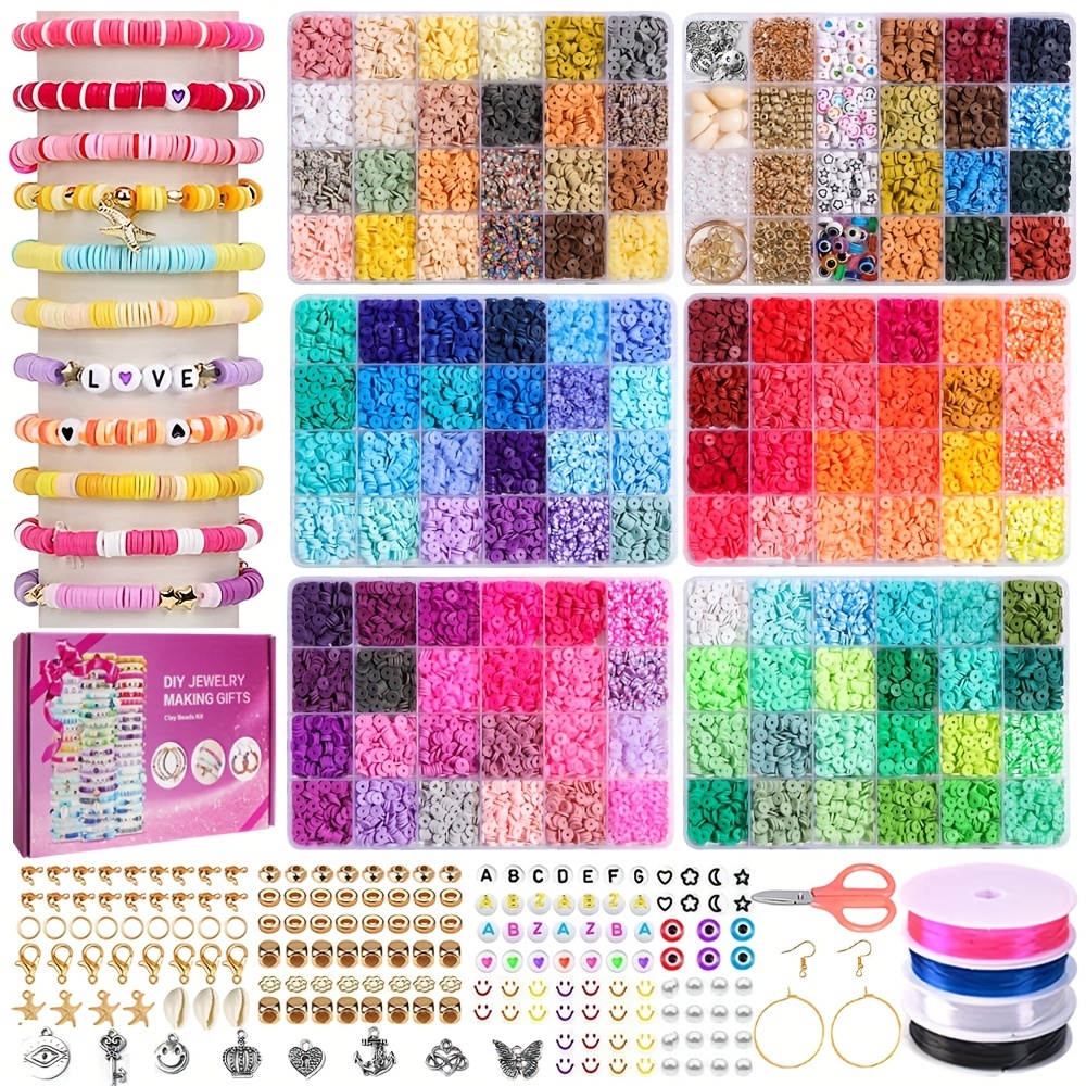 QUEFE 14000pcs, 136 Colors Clay Beads for Bracelet Making Kit Flat