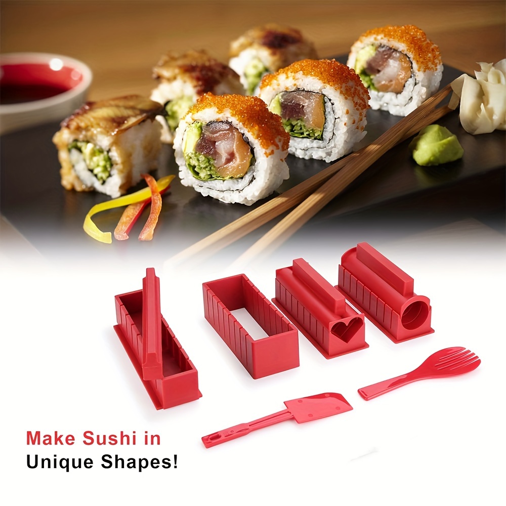 HI NINGER Kit completo de fabricación de sushi para principiantes con  cuchillo de chef, tapete de balanceo de sushi de bambú,  triángulo/donuts/molde