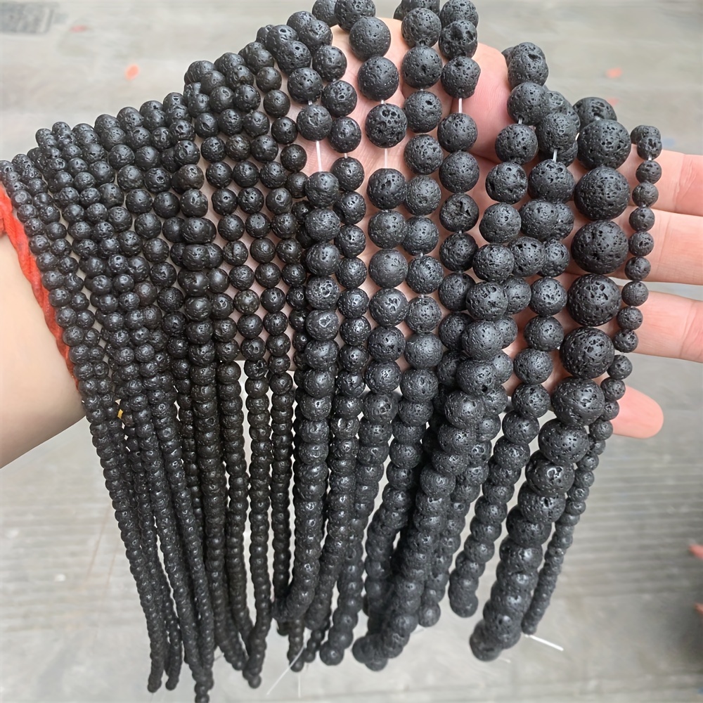 30/37/45/59/90pcs 4/6/8/10/12mm Natural Stone Black Volcanic Rock Stone  Lava Beads Round Spacer Beads For DIY Jewelry Making DIY Necklace Bracelet  Ear