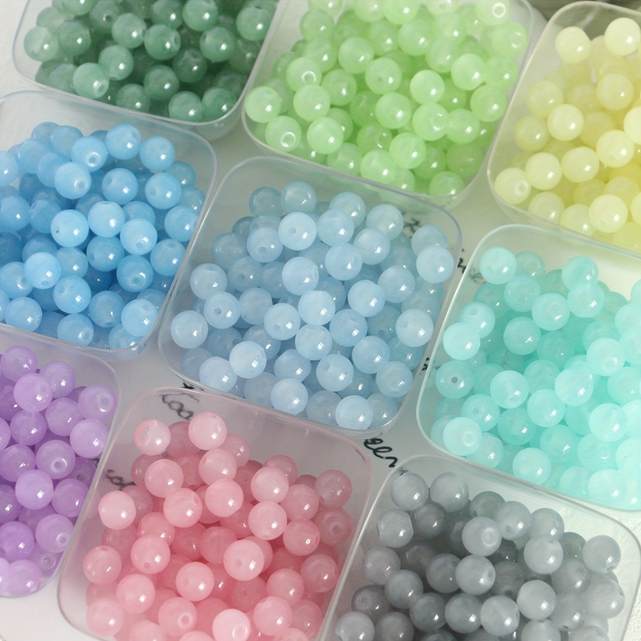 White Opaque 12mm Round Pony Beads - Colored Soccer Ball Design (48pcs