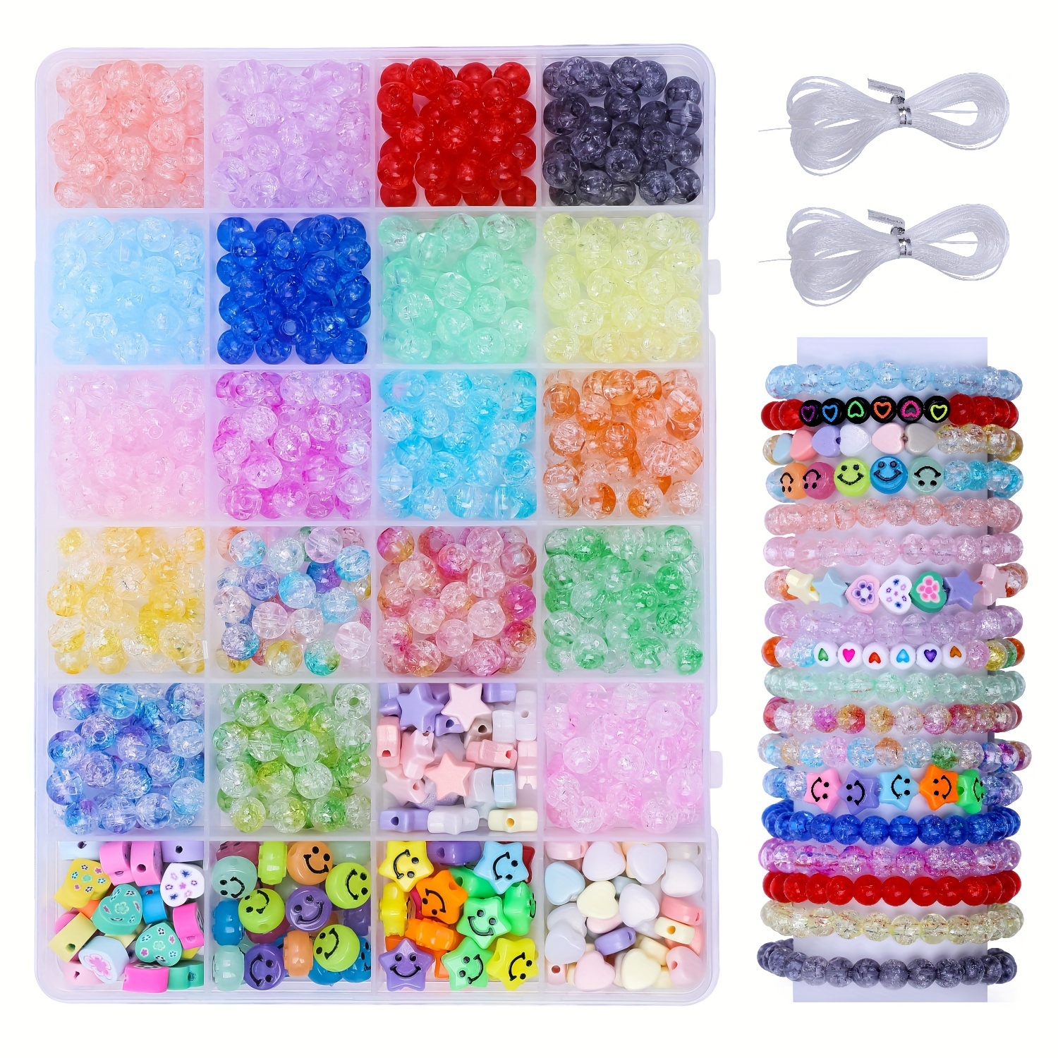  220 PCS Star Beads, 10mm Friendship Bracelet Beads Clear  Acrylic Star Shape Spacer Beads Colored Star Beads for DIY Jewelry Bracelet  Earring Necklace Craft Making with 5M Elastic String