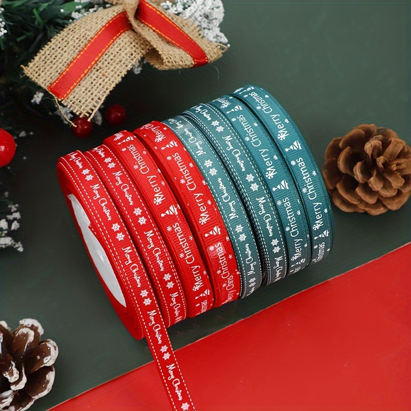 1cm Wide Christmas Ribbon 20m Long Snowflake Thin Ribbon for Gift Packing  Wrapping (Red) 