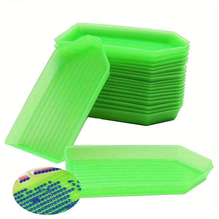 20PCS Green Plastic Diamond Painting Trays,3.5inches x 1.9inches