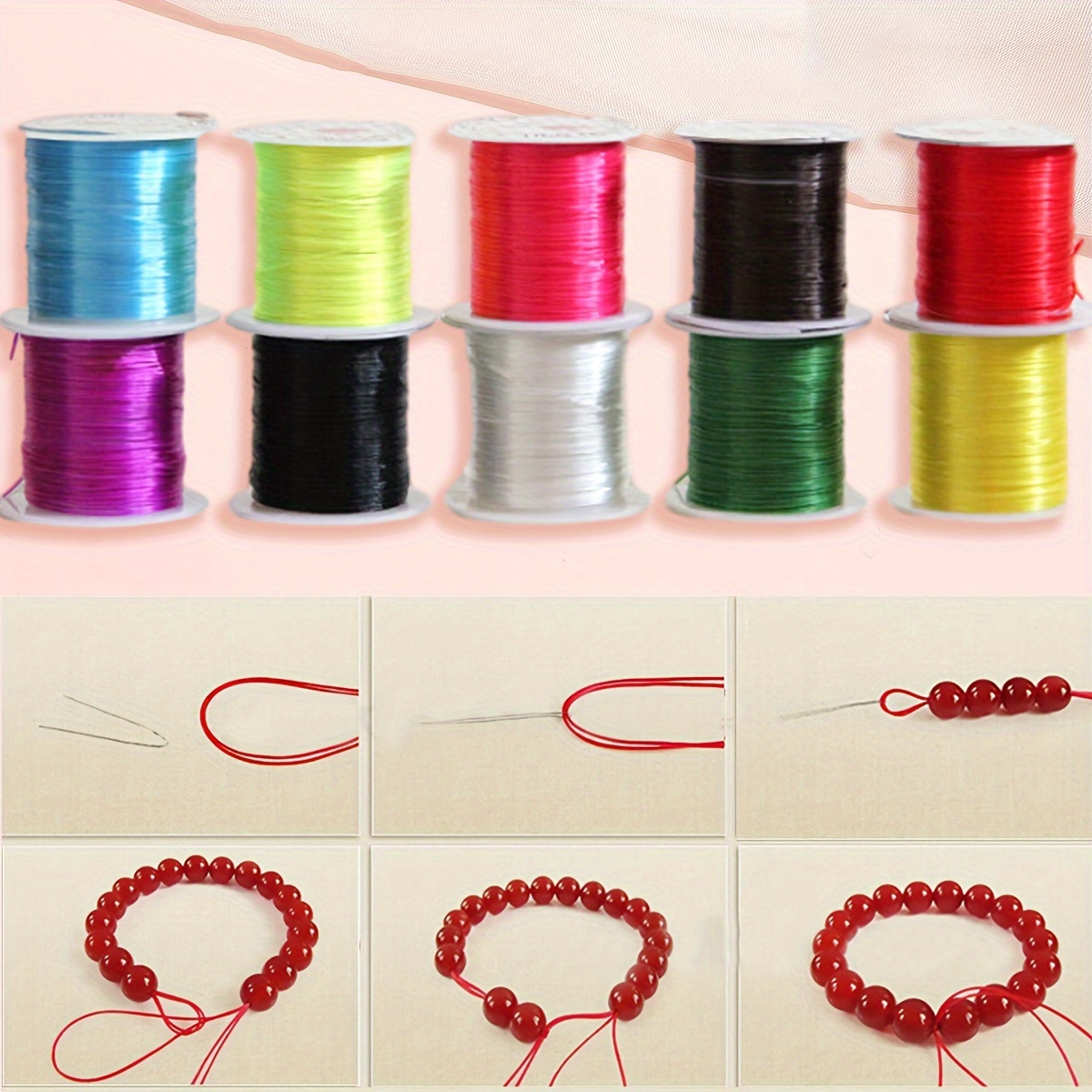 2pcs 0.8mm Stretchy Elastic Crystal String Beading Cord For DIY Bracelet  Necklace Handmade Crafts Jewelry Making Supplies 393.7inch*2