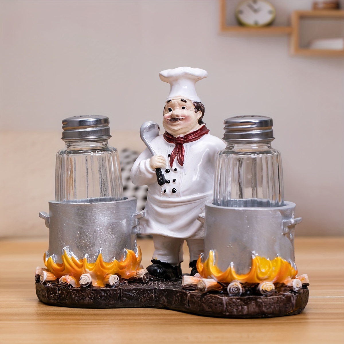 1pc Simple Modern Creative Resin Craft Gift, Cute Chef Holding Cake Pepper  Shaker, Including Bottle