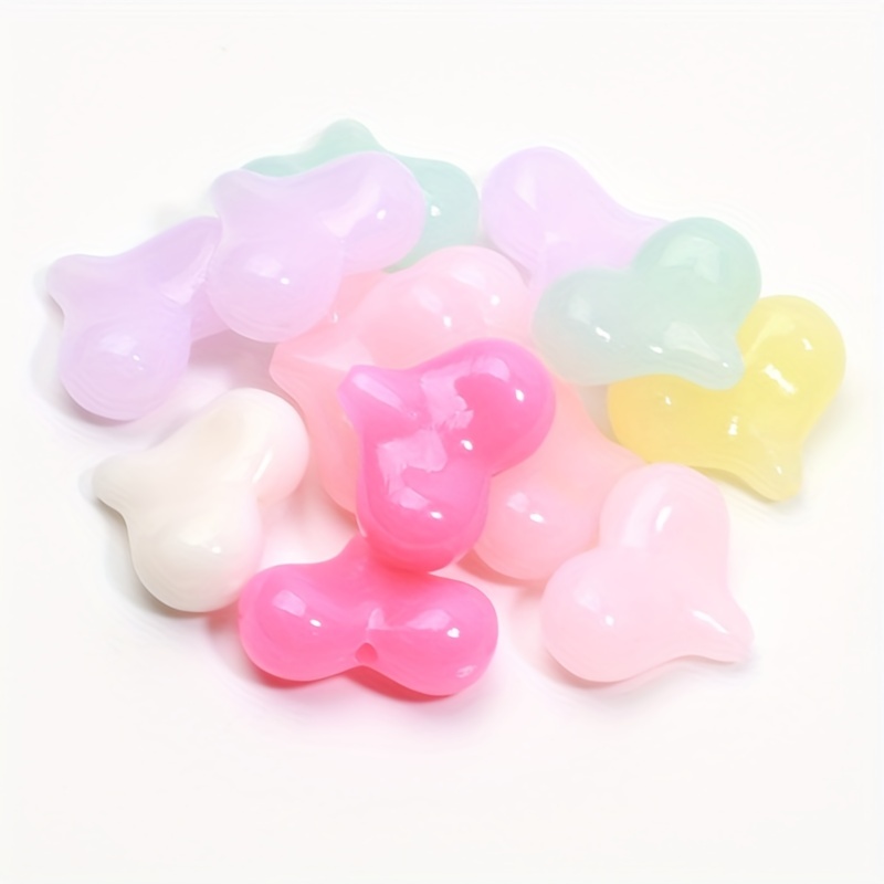 Heart Beads - 22mm Amazing AB Bright Color Opaque Double Heart Acrylic or  Resin Beads - 10 pcs set