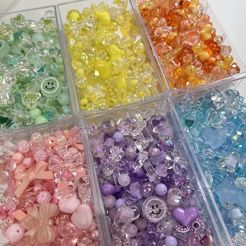 Candy Color Acrylic Heart Beads Star Beads Smiley Face Bead Assorted  Plastic Beads Kit Cute Pastel Beads Circle Loose Spacer Beads Bulk for  Bracelets