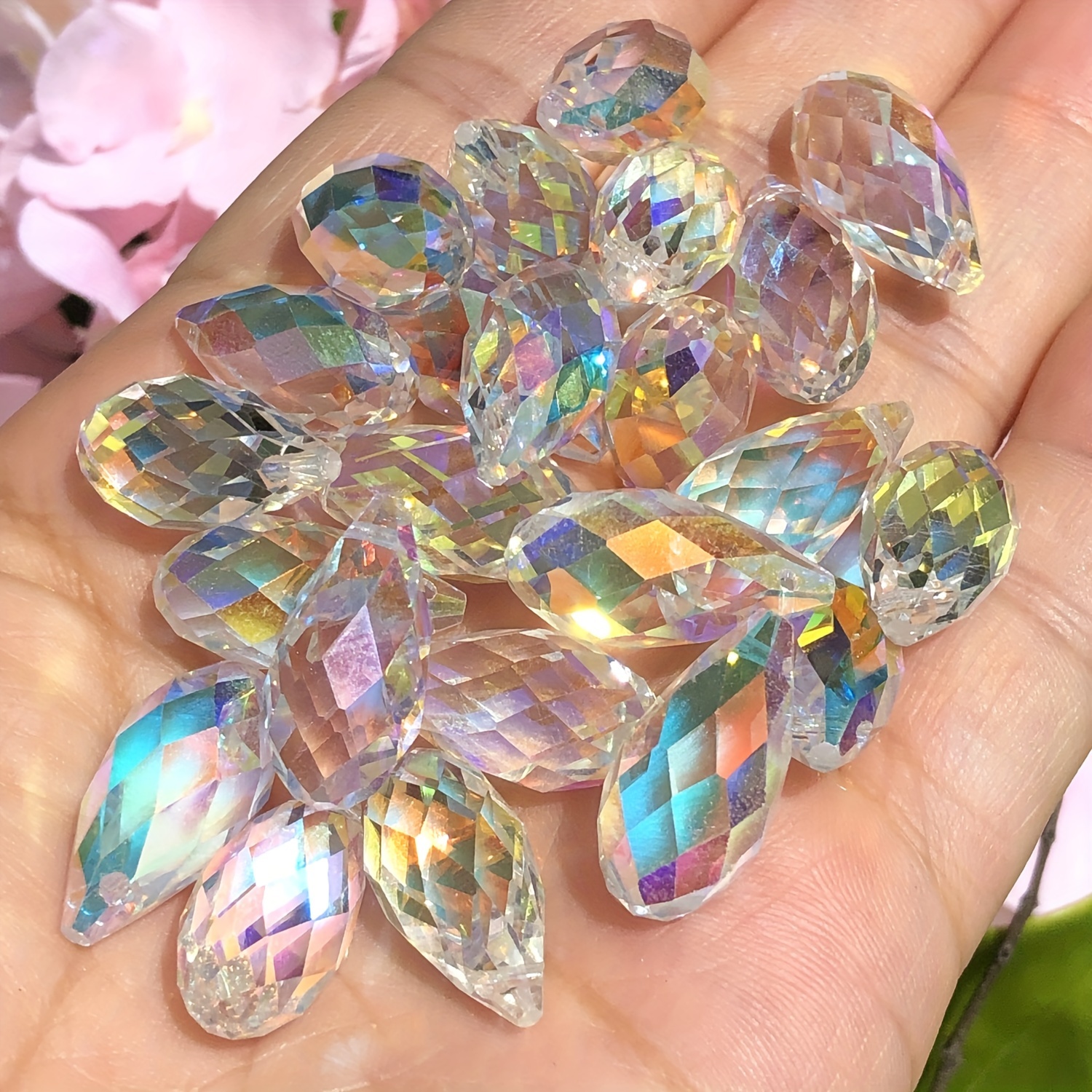 100pcs Flower Claw Cup Rhinestones Gold Flatback Base Shiny Crystals Stones  Beads Strass Sew On Rhinestones for Clothing Garment Crafts (8mm(, Pearl)