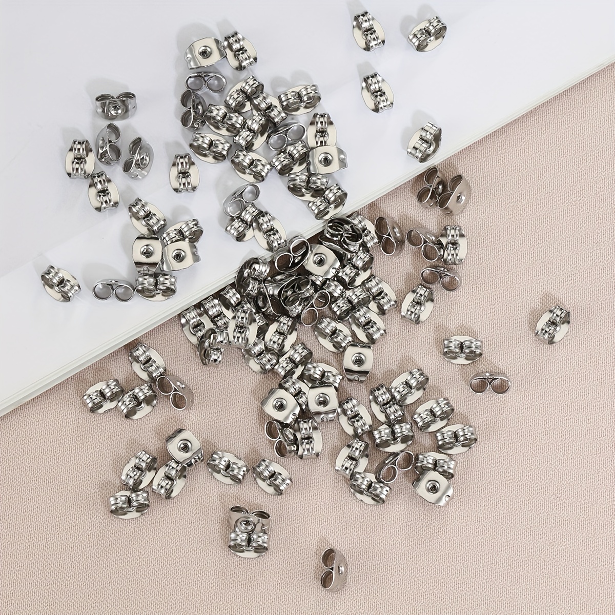 300 Pieces Stainless Steel Butterfly Earring Backs (Silver 6x4.5mm)