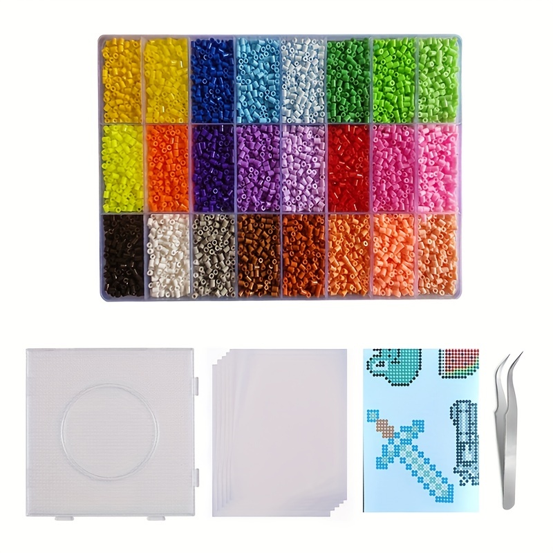 24000pcs Fuse Beads Kit 2.6mm Mini Fuse Beads Set 48 Color Fuse