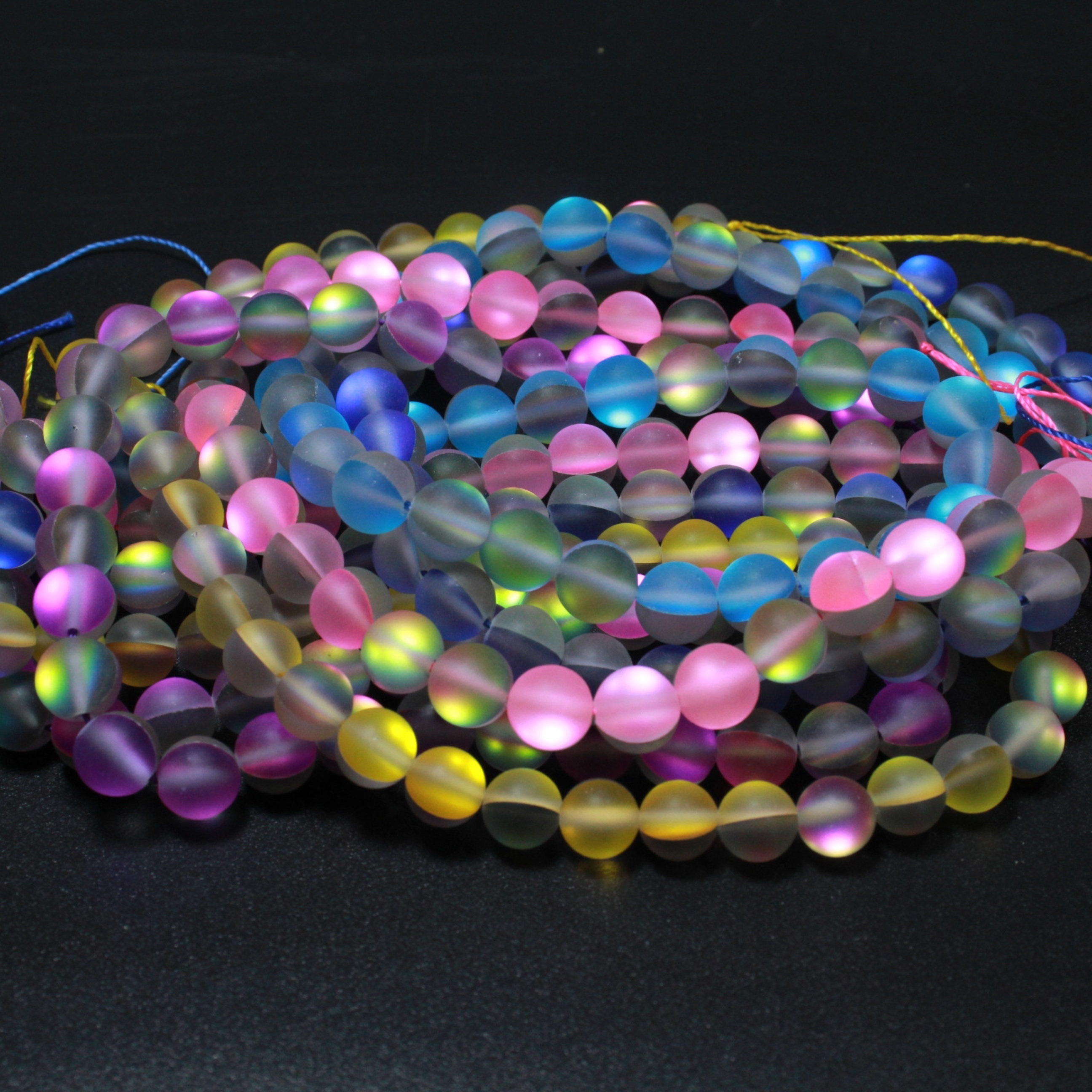 Mermaid Smooth Round Glass Beads, Clear Rainbow Iridescent Mermaid Beads,  Blue Mermaid Beads, 4mm 6mm 8mm 10mm 12mm 