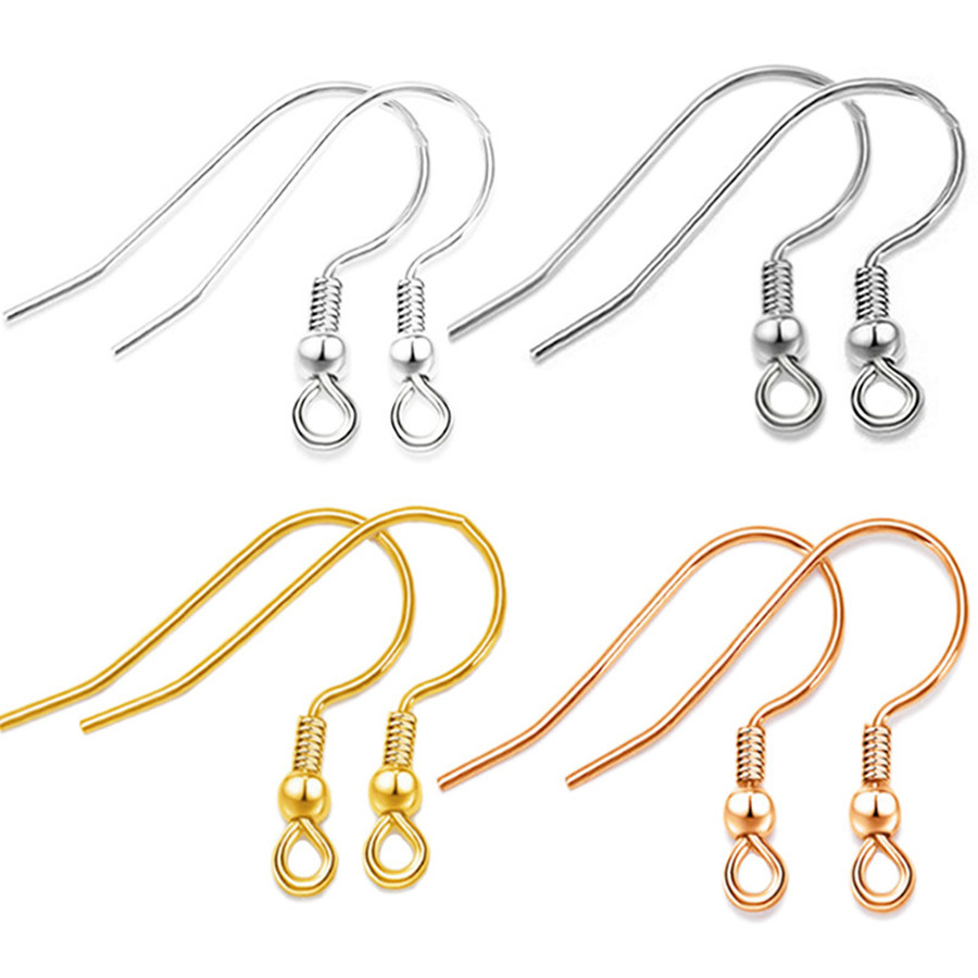 18K Gold Plated Spiral Earring Hooks With Loop, Gold Tone Hook