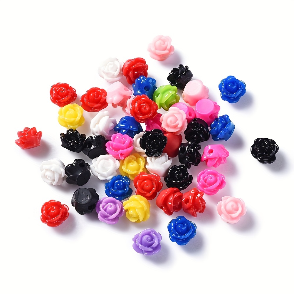  10pcs 16mm Resin Rose Flower Beads Rose Charms Loose Carved  Prayer Beads Drilled Spacer Beads Random Mixed Colors for Buddha Mala  Jewelry Making Necklace Bracelet Supplies