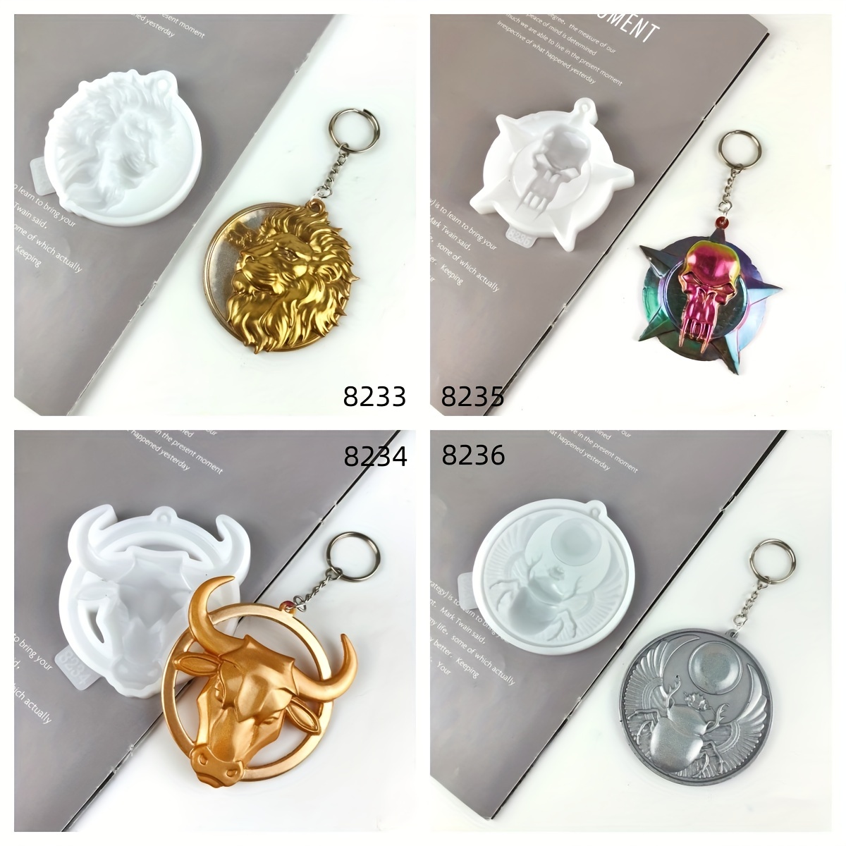  Cute Dinosaur Shape Keychain Molds Resin Silicone Mold for DIY  Polymer Clay Molds Epoxy Craft Mold Cartoon Animal Keychain Mould with Hole  Epoxy Resin Jewellery Silicone Mold Resin Crafting Molds 