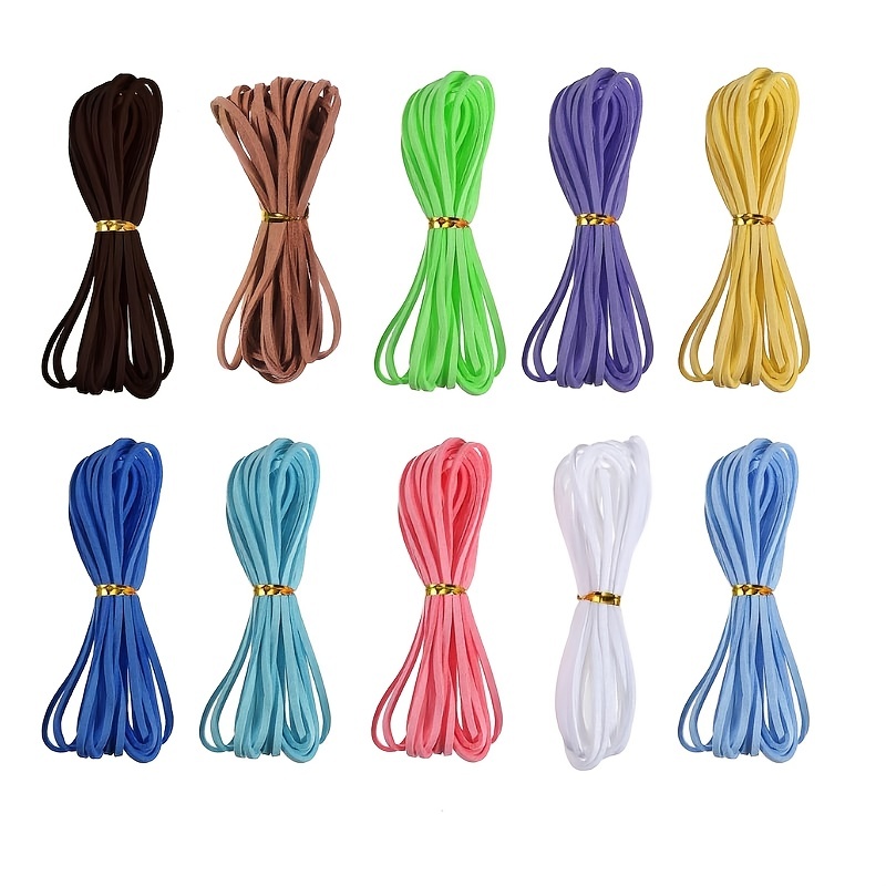 Cuerda de cuero, cordón plano de gamuza sintética, cordón de cuero fino  para pulseras, collares, joyería y manualidades (0.079 pulgadas, negro)