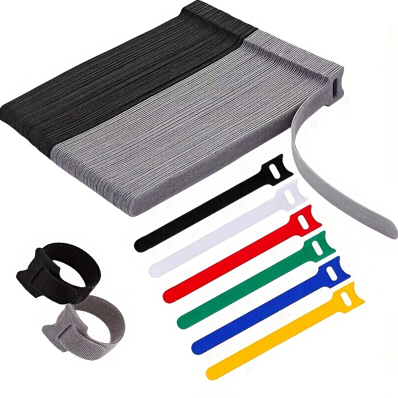 100pcs Velcro Cable Ties, Wire And Cable Storage, Fixed Self-adhesive Straps