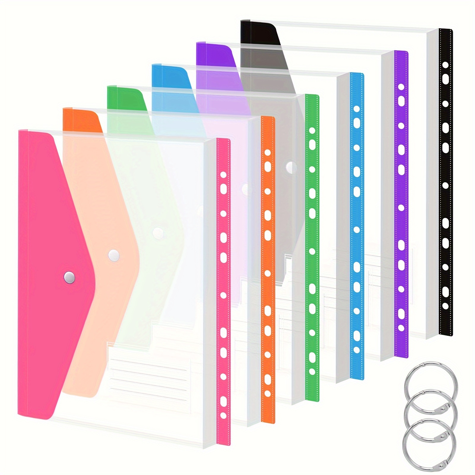  25 Pcs Transparent Plastic Folders A4, Clear Plastic Wallets  for File Paper Cover, A4 Cloroed Plastic Sleeves Wallets, Clear Side Cut  File Cover for Work, Report, Project, Presentation (8 Colours) 