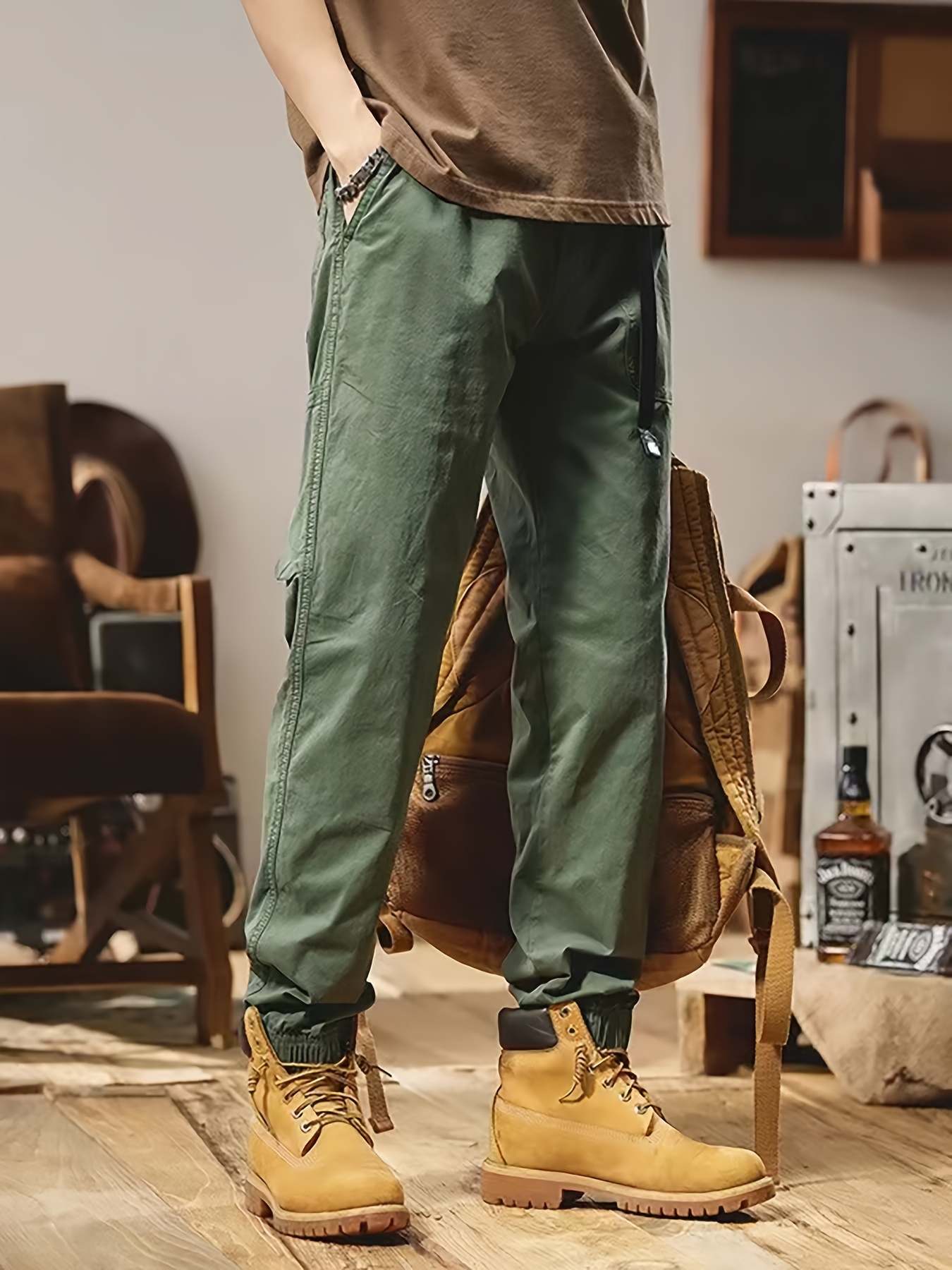 Pantalones Holgados Algodón Estilo Vintage Hombre Jogger - Temu