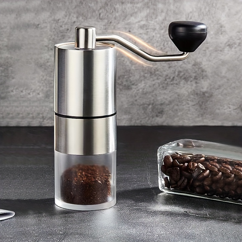 4PCS Manual Coffee Grinder Vintage Coffee Grinder With Glass Jar Coffee  Spoon And Cleaning Brush Stainless Steel Manual Conical Burr Coffee Bean  Grind