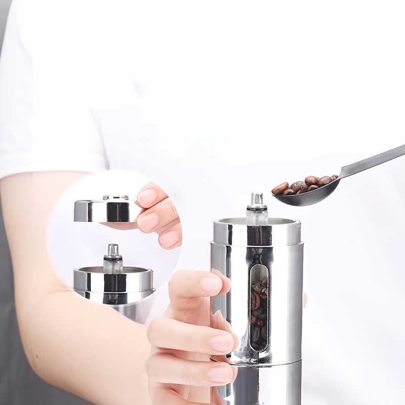 Manual Coffee Grinder with Adjustable Setting, Hand Grinder Coffee Mill,  Conical Burr Mill & Brushed Stainless Steel Whole Bean Burr Coffee Grinder