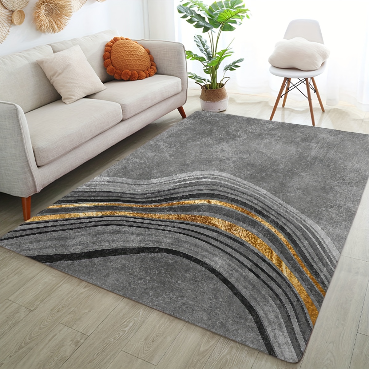 Tapis carré à poils longs carreaux Habitat - blanc/noir 200x200 cm