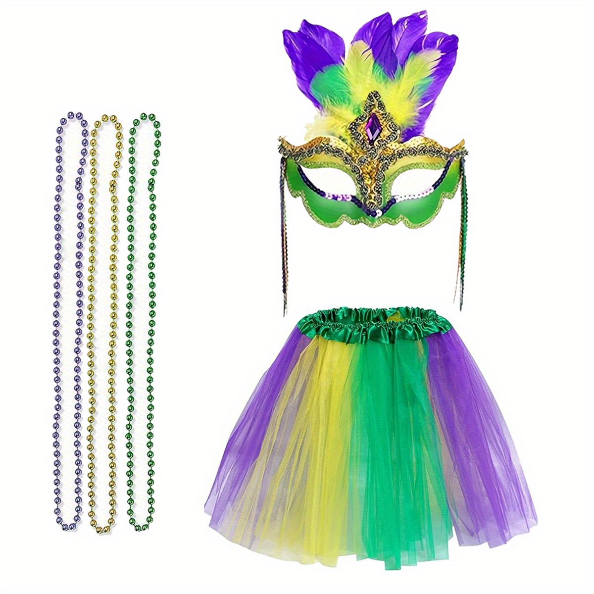 Máscaras de disfraz de Mardi Gras, máscaras de plumas verdes y moradas para  disfraces, cosplay, carnaval, fiesta de máscaras, suministros de