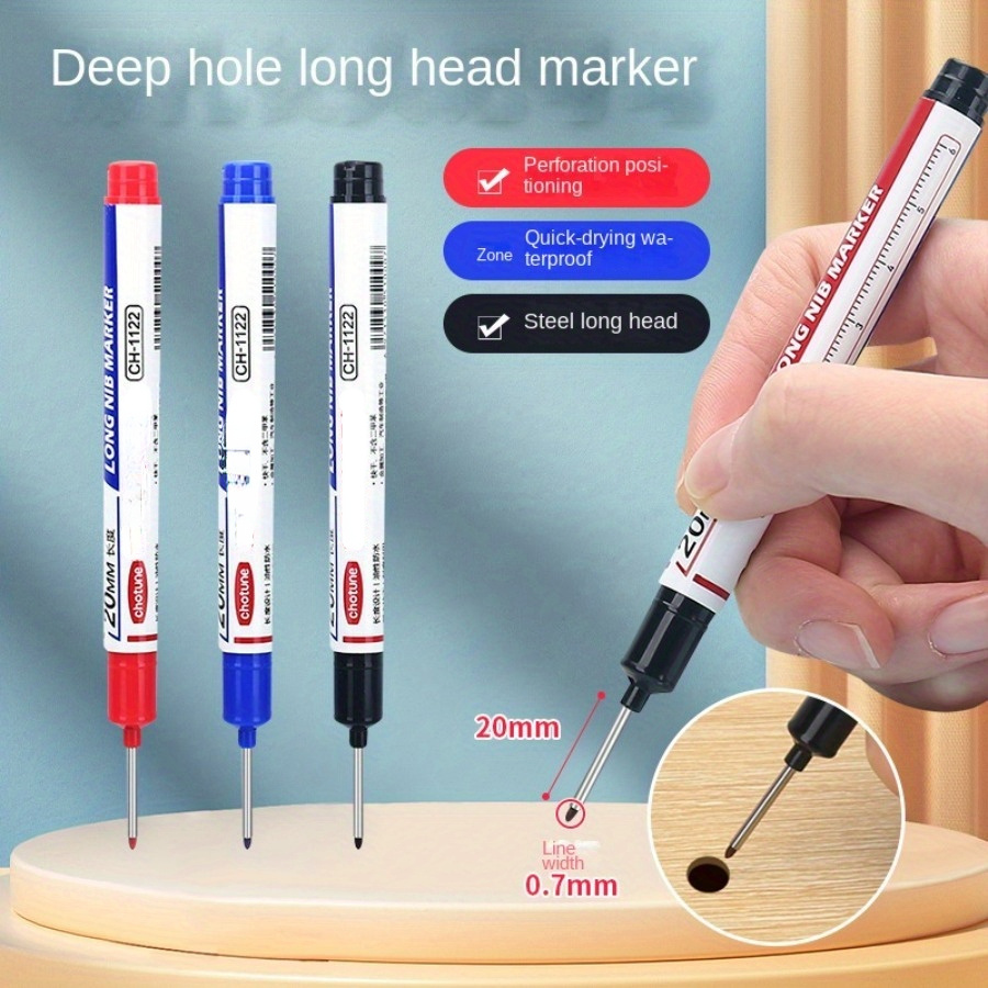 30mm Long Head Markers Waterproof Permanent Construction Deep Hole Marker  Pens Carpenter Pencil Woodworking Marking Pen