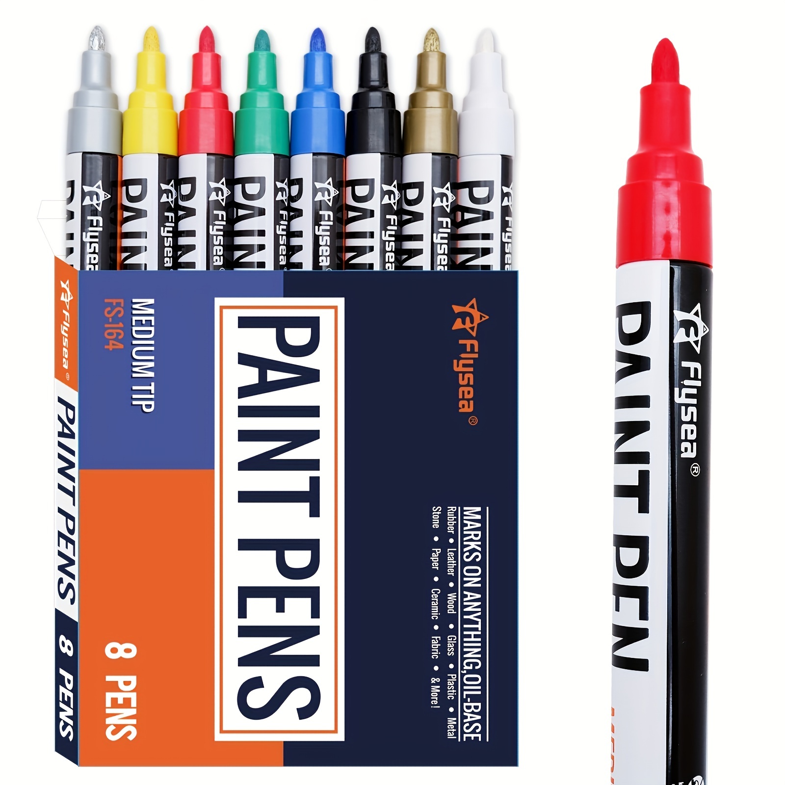 Tooli-Art Metallic Acrylic Paint Pens Marker Set for Rocks, Glass, Mugs,  and Most Surfaces with 0.7mm Extra Fine And 3.0mm Medium Tip Combo Marker  Set of 24 