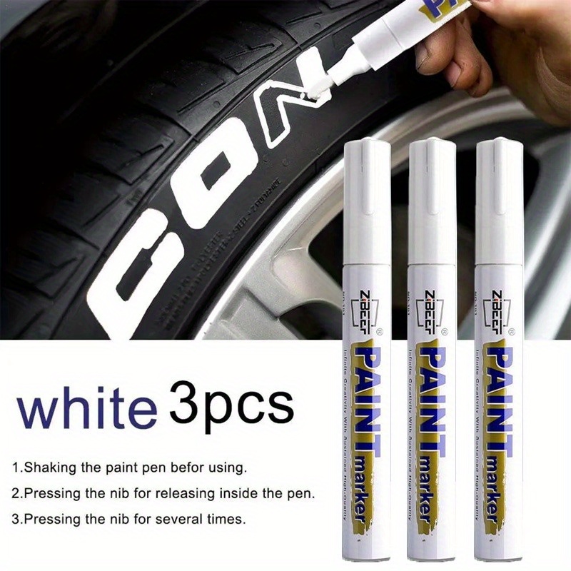 Marcador de pluma de pintura blanca, impermeable, permanente, para  neumáticos de coche, letras de goma