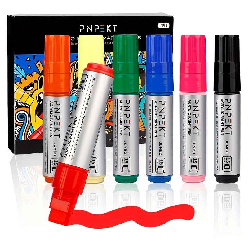 Arrtx 15mm Jumbo Acrylic Markers, 10 Colors Acrylic Paint Pens for