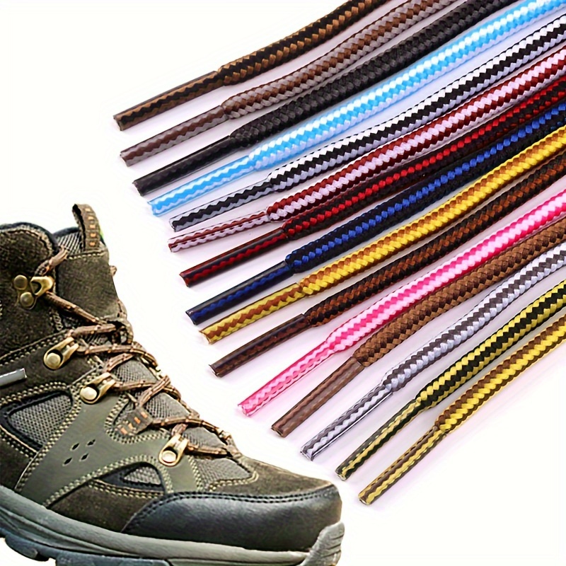 1 Pair 70cm/27.56in-90cm/35.43in-110cm/43.31in-130cm/51.18in Cotton Waxed Shoelaces Solid Color Round Oxford Shoe Laces Boots Laces Waterproof