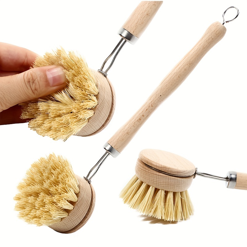 subekyu SUBEKYU Kitchen Scrub Brush Set of 4, All Natural Cleaning Brushes  for Dish/Bottle/Vegetable/Pan/Pot, Scrubber with Bamboo