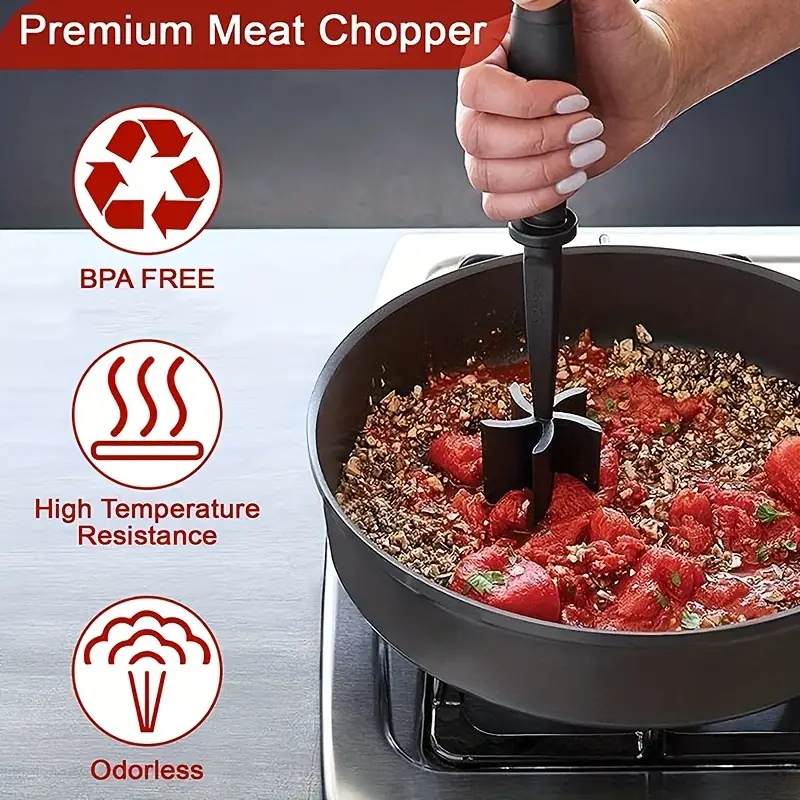Heat Resistant Meat Chopper For Hamburger And Ground Beef - Easily Mix And  Chop Meat With Masher Tool - Temu