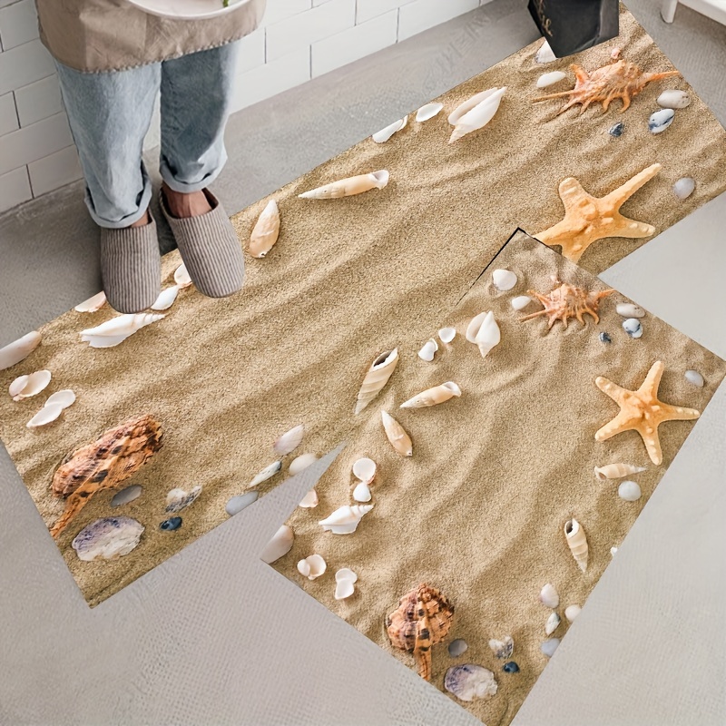 Silicone Bottom Thickened Crystal Fleece Floor Mat, Beach Turtle