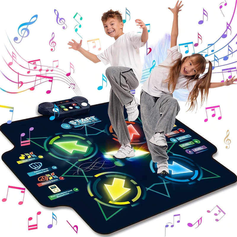 Tapis de danse pour enfants, tapis de jeu musical Tapis de danse avec 5  modes de jeu, musique, volume réglable, tapis de défi de danse lumineux,  cadeaux d'anniversaire pour 3 4 5 6