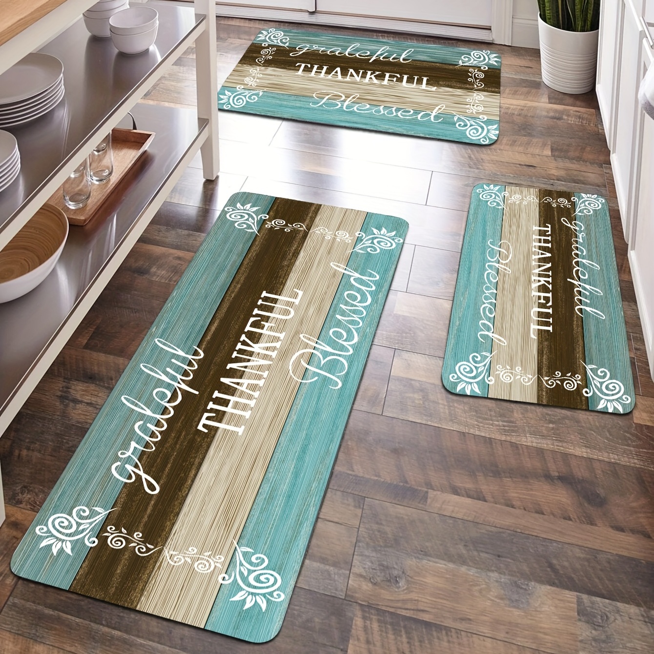 Grateful Thankful Bless Anti-Fatigue Memory Foam Kitchen Mat